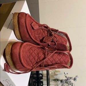 Burgundy wedge boots